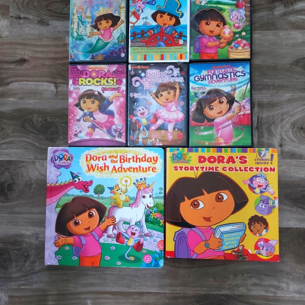 **3 Listings $40**                     Dora lot 7 books & 7 DVDs